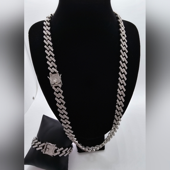 Rhombic Iced Cuban Chain Set